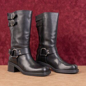 Vagabond Wmn Danielle Black Leather Festival Moto Harness Party Boots 9US EUR39